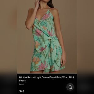 Lulu's Mint Green Floral Wrap Mini Dress